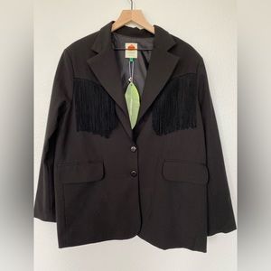 NWT Farm Rio Black Fringed Blazer sz Large